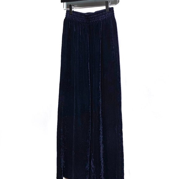 Nili Lotan Navy Blue Velvet Wide Leg Trousers - Picture 3 of 8